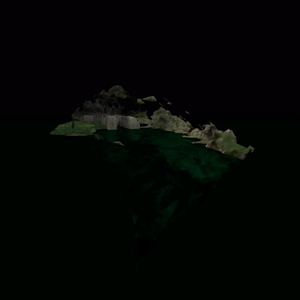 GIF - Image of a concrete aquaduct with grass and foliage surrounding it with green rippling water reflecting the landscape on a black background GIF - Image of a concrete aquaduct with grass and foliage surrounding it with green rippling water reflecting the landscape on a black background